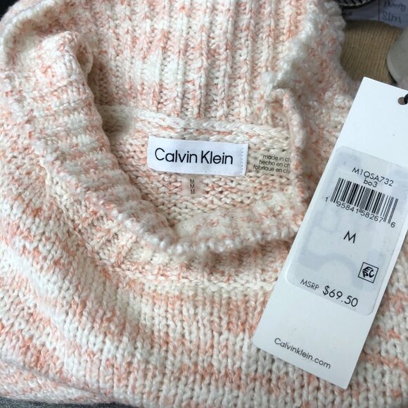 CALVIN KLEIN MARLED MOCK NECK SWEATER MD NEW WITH TAG - Picture 6 of 6
